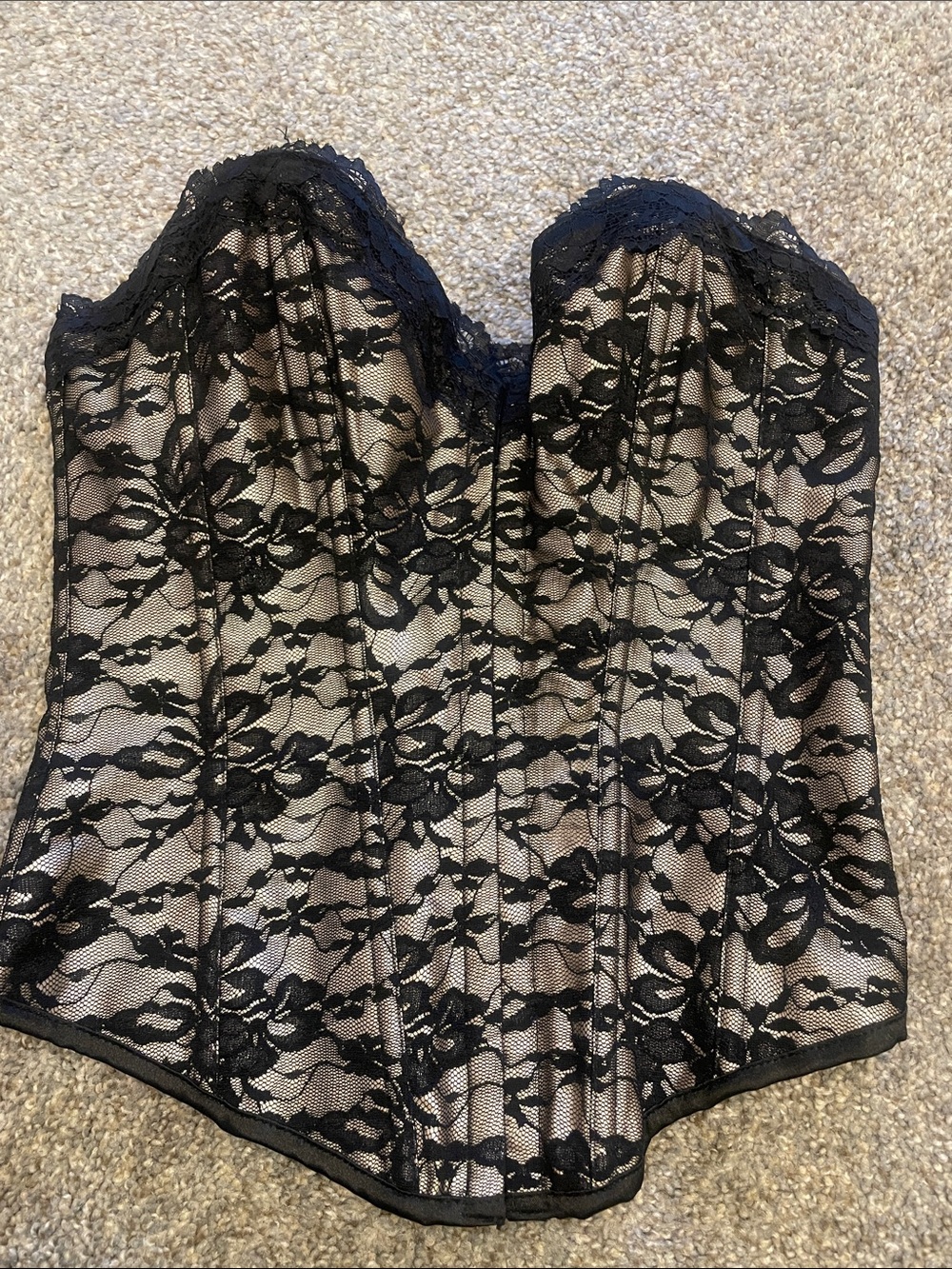 Strapless Lace Corset Bustier in Black